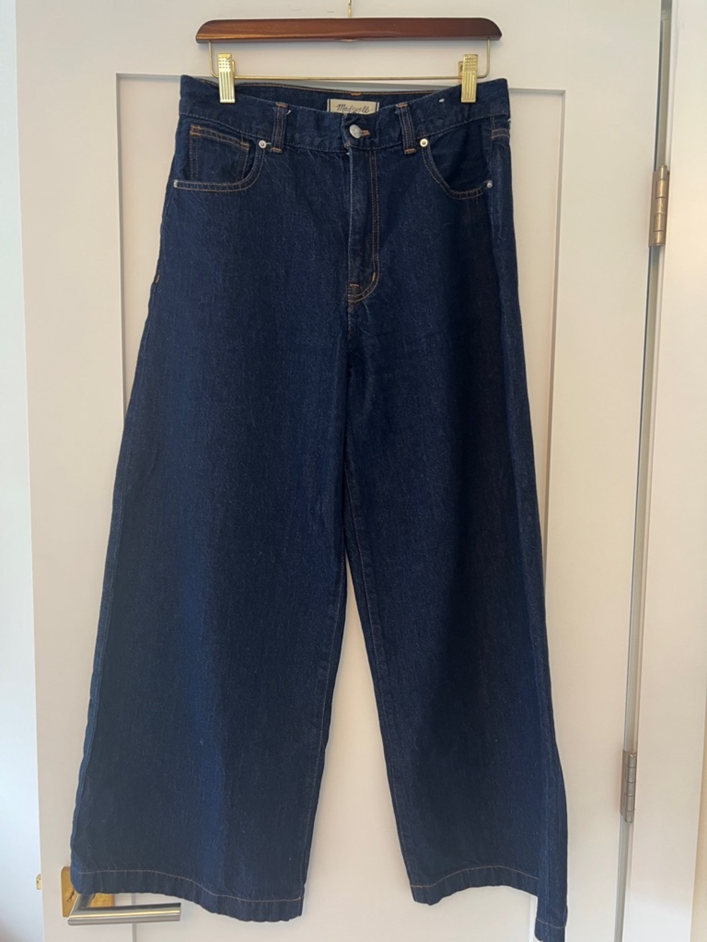 Madewell SuperWide Leg Dark Indigo Jeans in size 28.